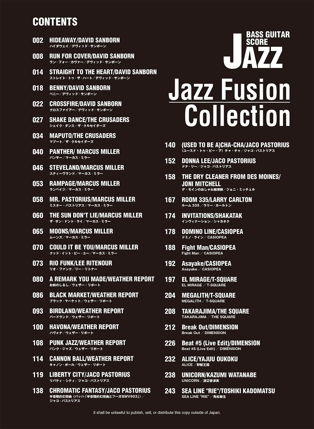 Jazz Fusion Collection : Bass Guitar Solo - Sheet Music Book