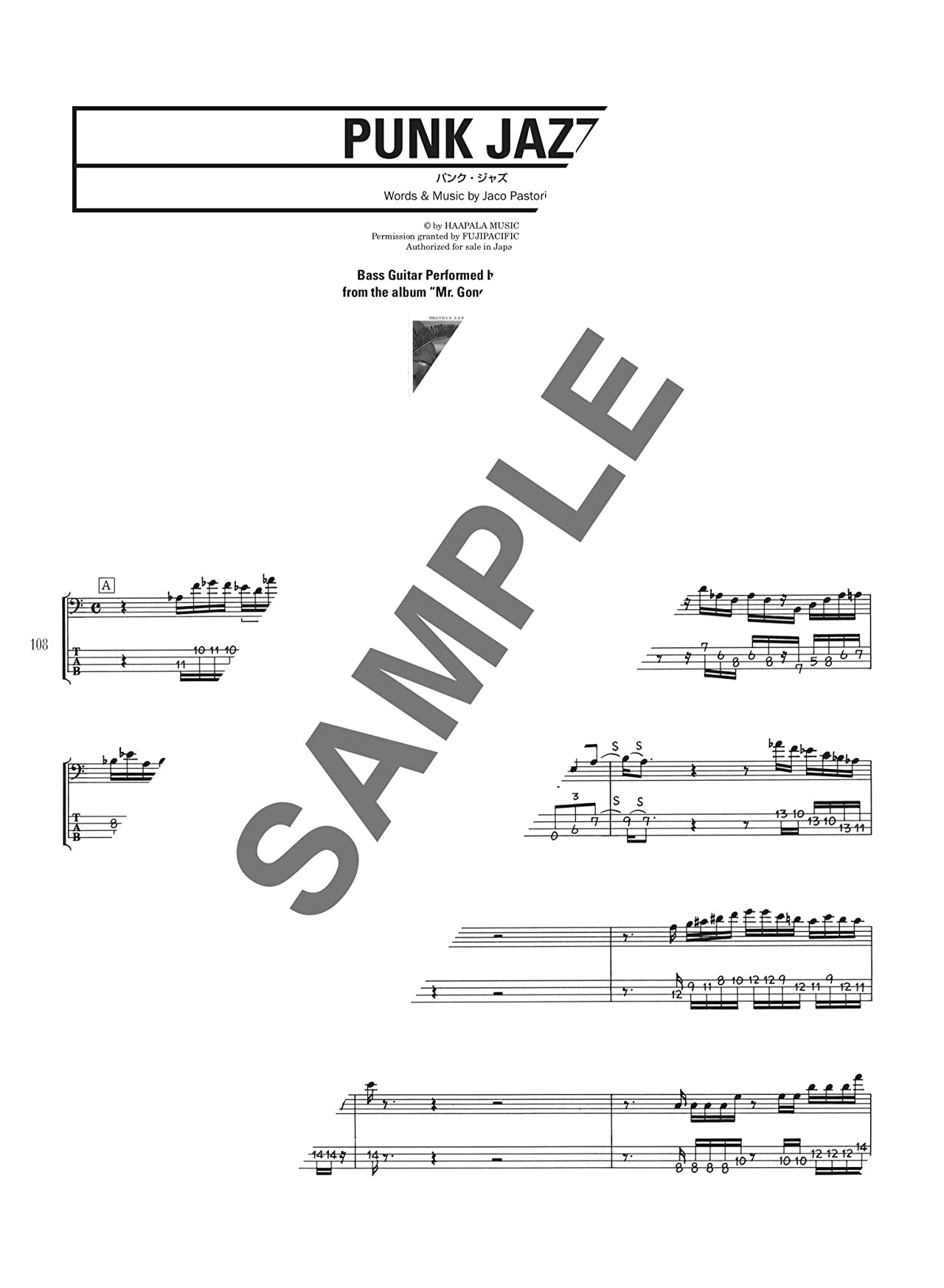 Jazz Fusion Collection : Bass Guitar Solo - Sheet Music Book