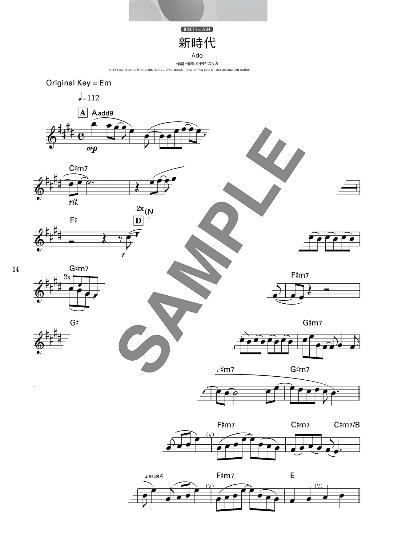 J-Pop Collection for Alto Saxophone Solo with CD - Sheet Music Book