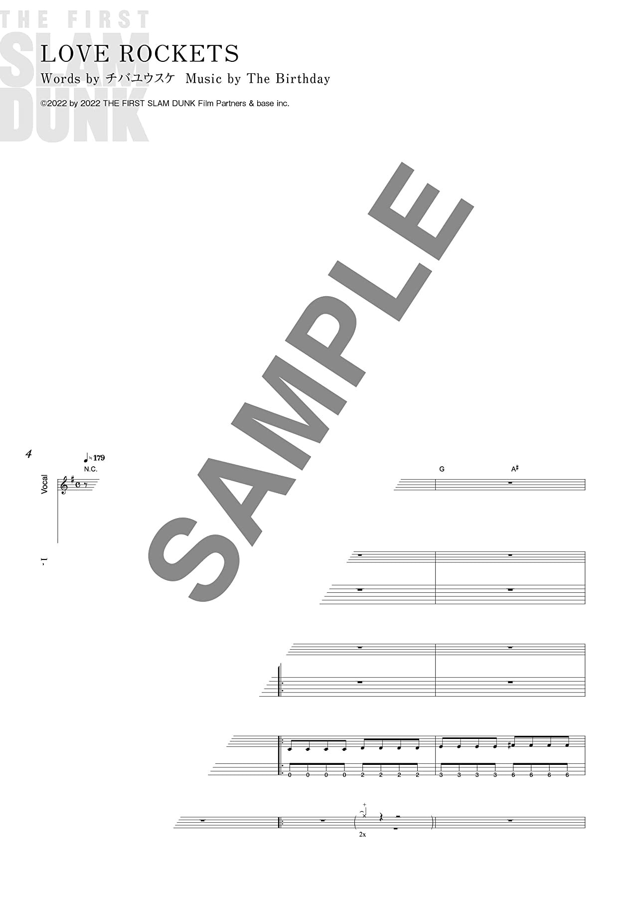 THEME SONG BAND SCORE THE FIRST SLAM DUNK - Sheet Music Book