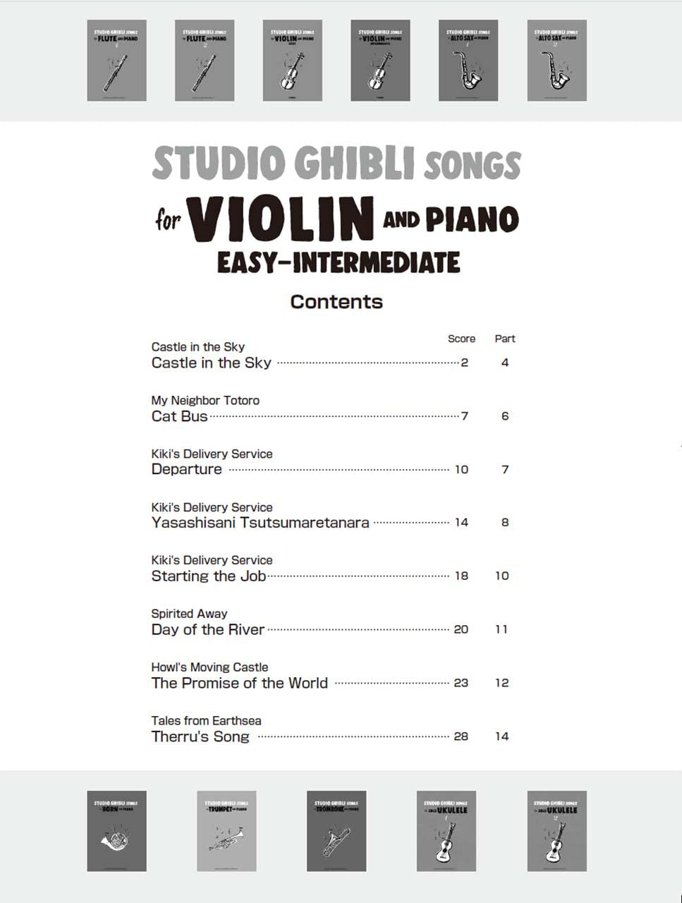 Studio Ghibli Songs for Violin and Piano / English Edition - Sheet Music Book