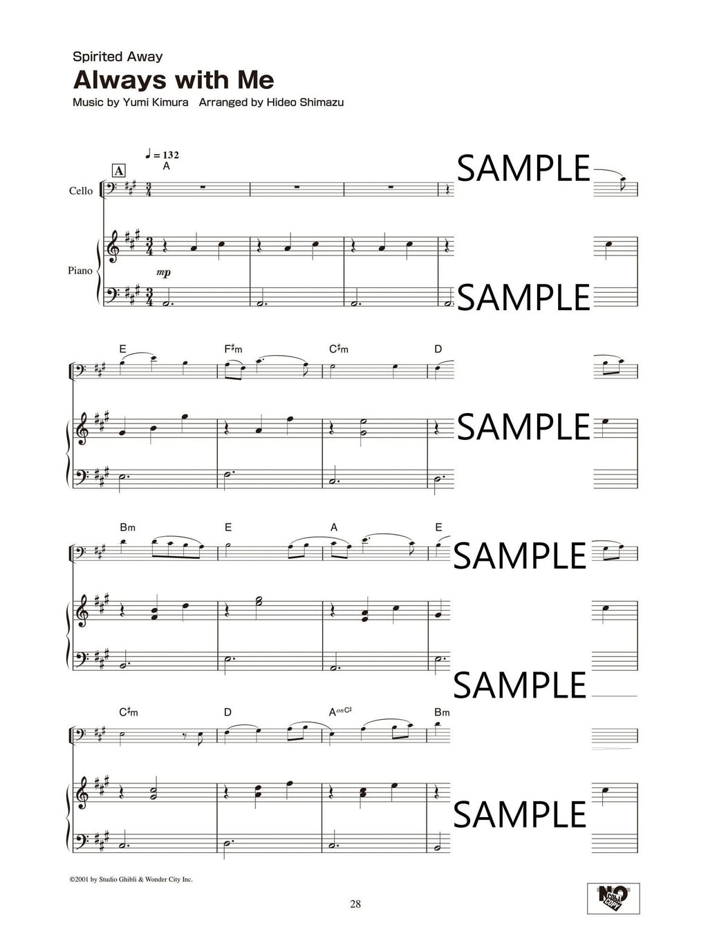 Studio Ghibli Songs for Cello and Piano / English Edition - Sheet Music Book