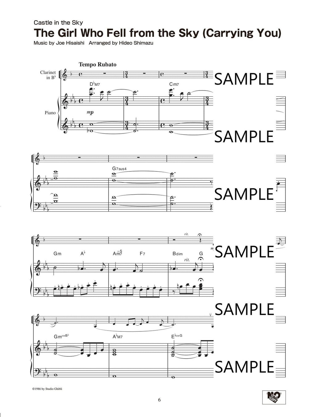 Studio Ghibli Songs for Clarinet and Piano / English Edition - Sheet Music Book