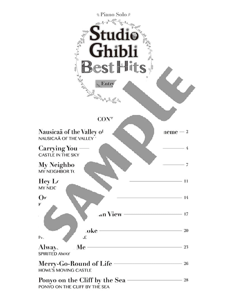 Studio Ghibli Best Hit 10 Piano Solo / English Edition - Sheet Music Book