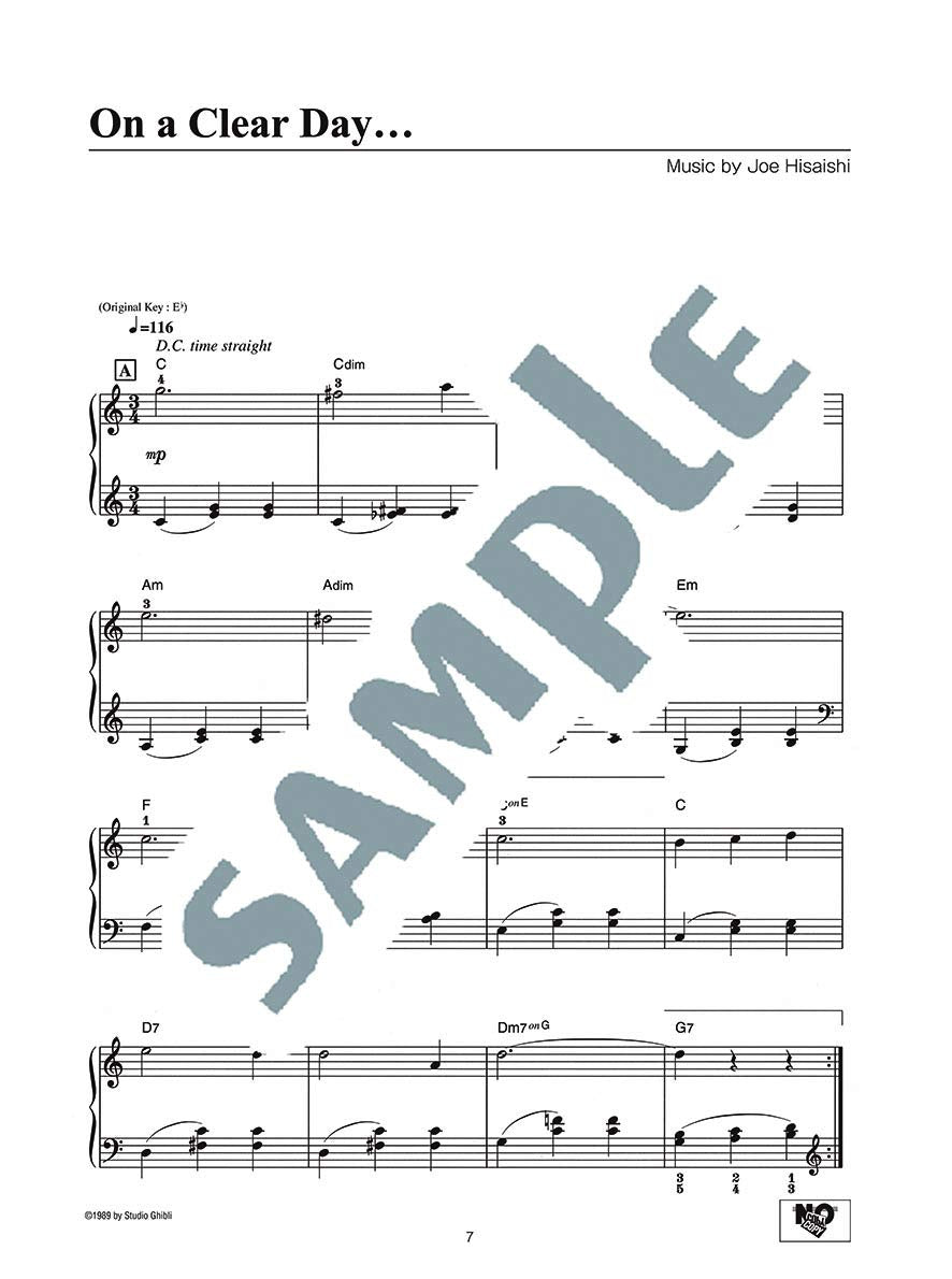 Kiki's Delivery Service(Studio Ghibli) Piano Solo - Sheet Music Book/English Version