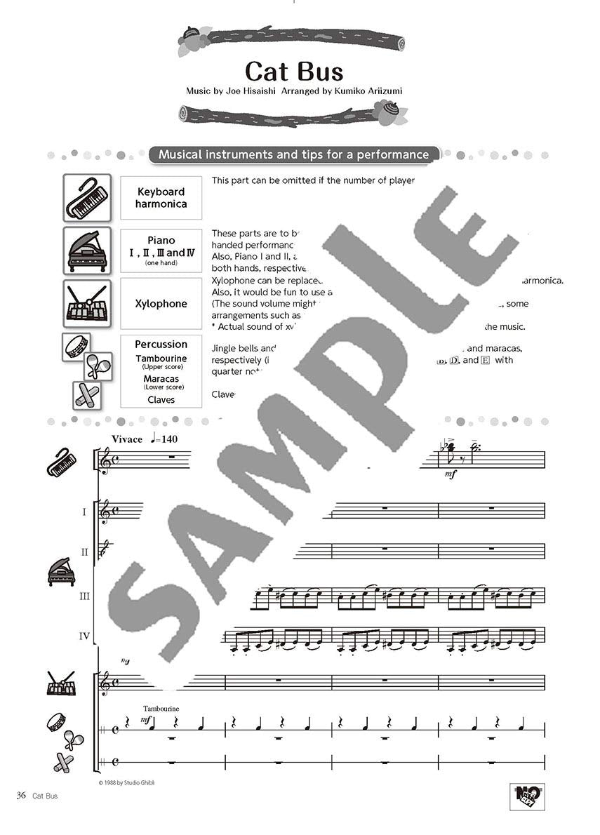Ensemble for Kids - Studio Ghibli Songs / English Edition - Sheet Music Book
