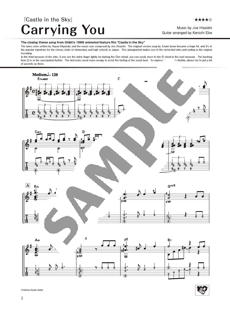 Studio Ghibli Songs for Guitar Solo Vol.2 / English Edition - Sheet Music Book