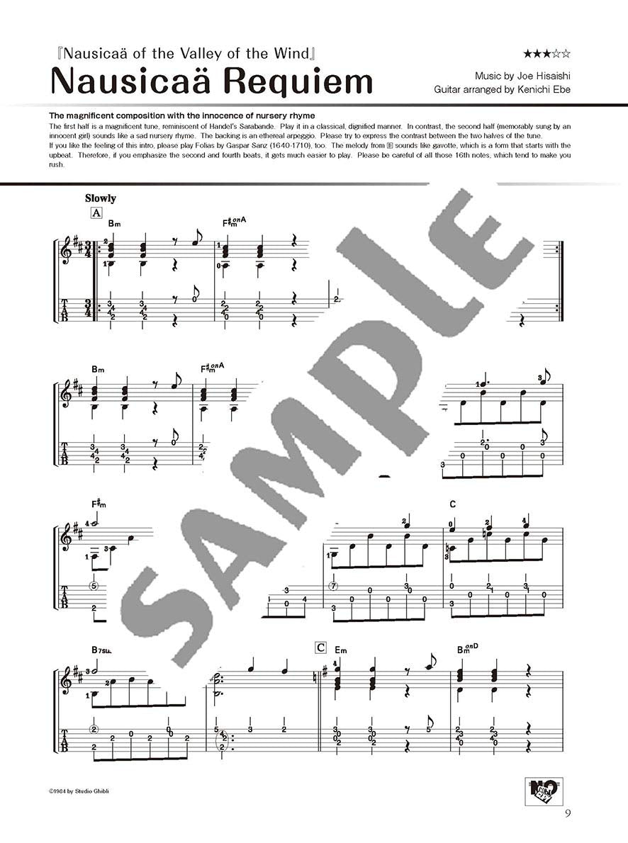 Studio Ghibli Songs for Guitar Solo Vol.2 / English Edition - Sheet Music Book