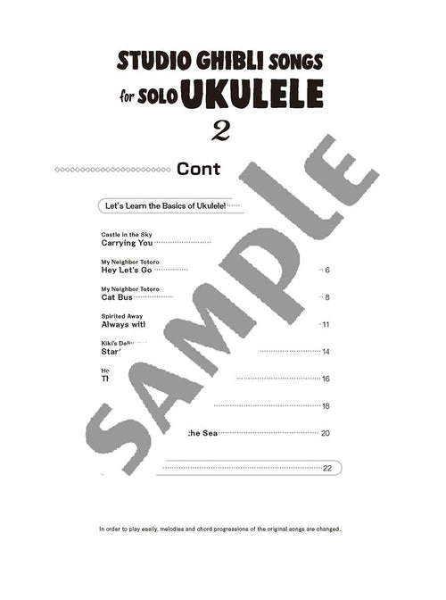 Studio Ghibli Songs for Ukulele Solo Vol.2 / English Edition - Sheet Music Book