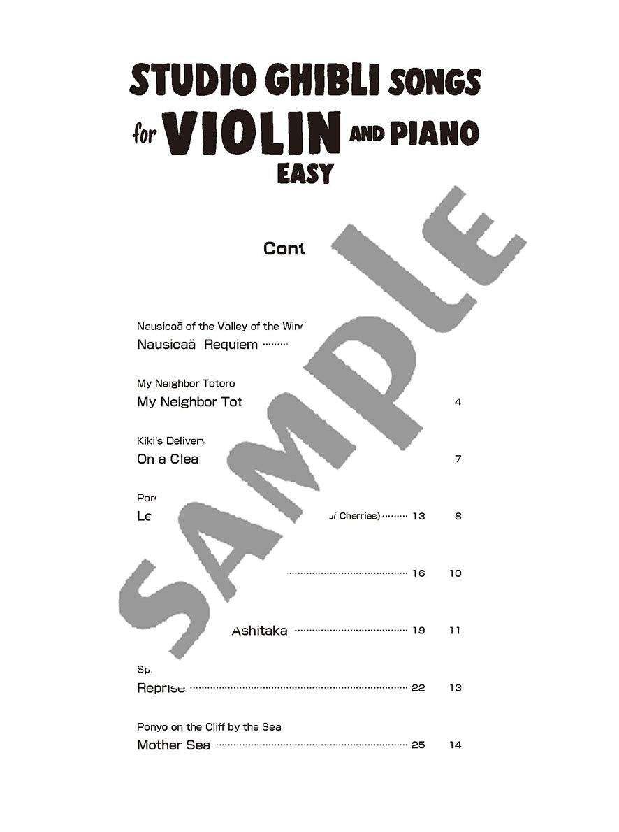 Studio Ghibli Songs for Violin and Piano / English Edition - Sheet Music Book