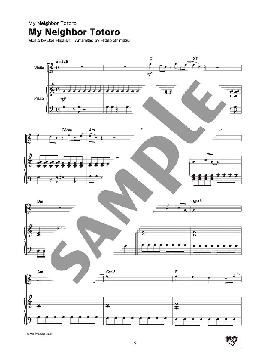 Studio Ghibli Songs for Violin and Piano / English Edition - Sheet Music Book