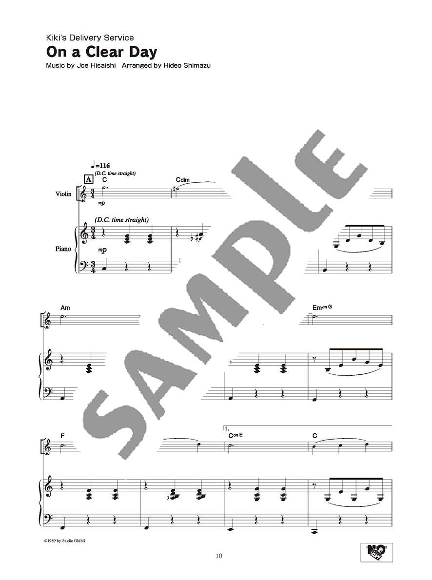 Studio Ghibli Songs for Violin and Piano / English Edition - Sheet Music Book