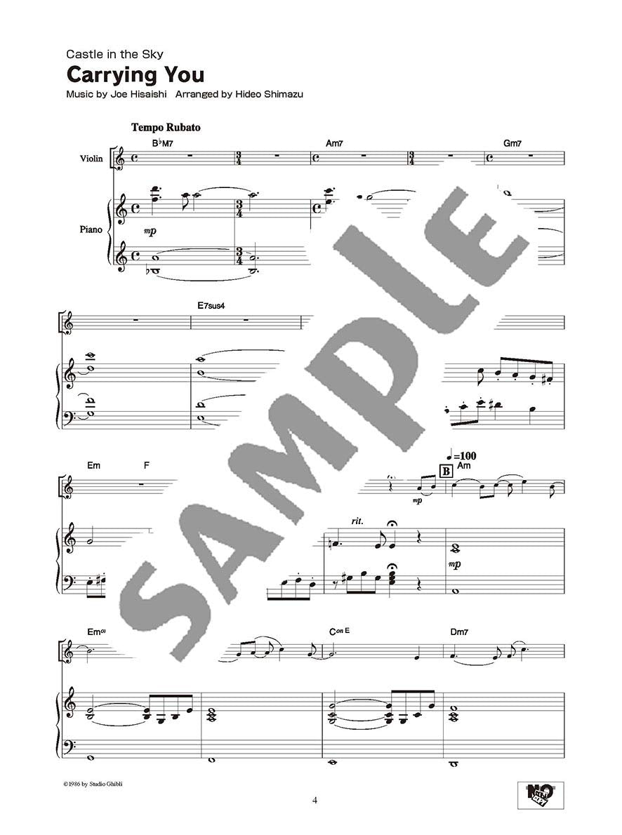 Studio Ghibli Songs for Violin and Piano / English Edition - Sheet Music Book