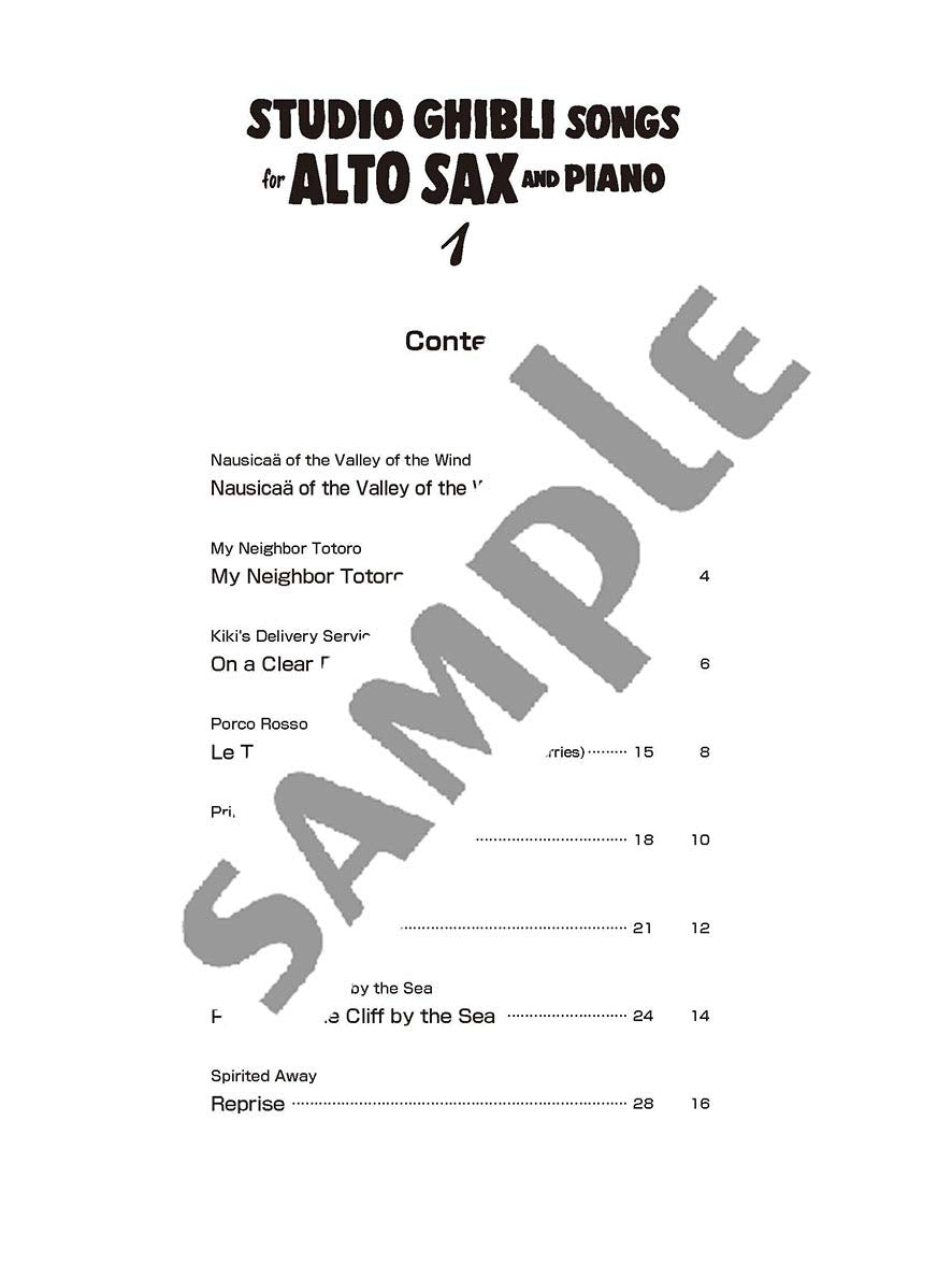 Studio Ghibli Songs for Alto Saxophone and Piano Vol.1 - Sheet Music Book /English Version