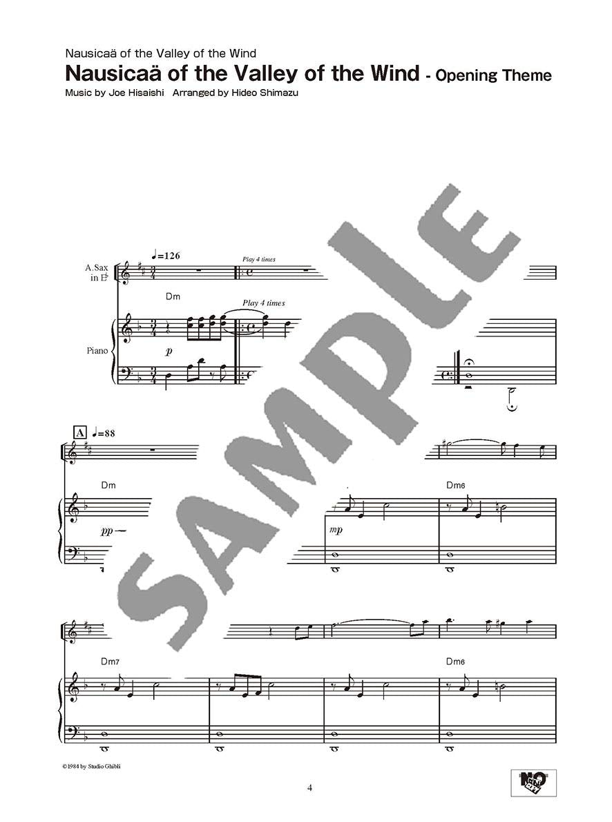 Studio Ghibli Songs for Alto Saxophone and Piano Vol.1 / English Edition - Sheet Music Book