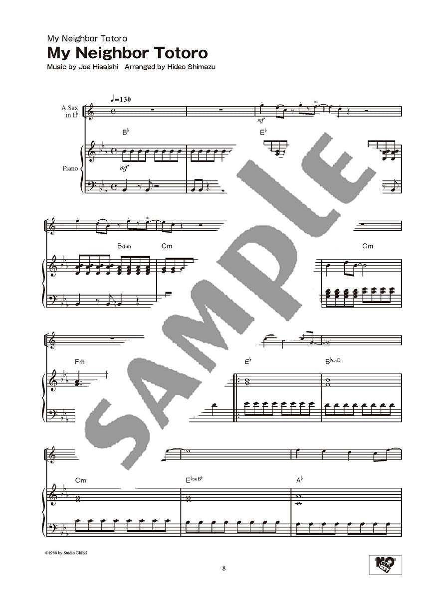 Studio Ghibli Songs for Alto Saxophone and Piano Vol.1 / English Edition - Sheet Music Book