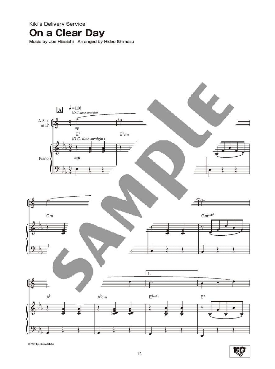Studio Ghibli Songs for Alto Saxophone and Piano Vol.1 / English Edition - Sheet Music Book