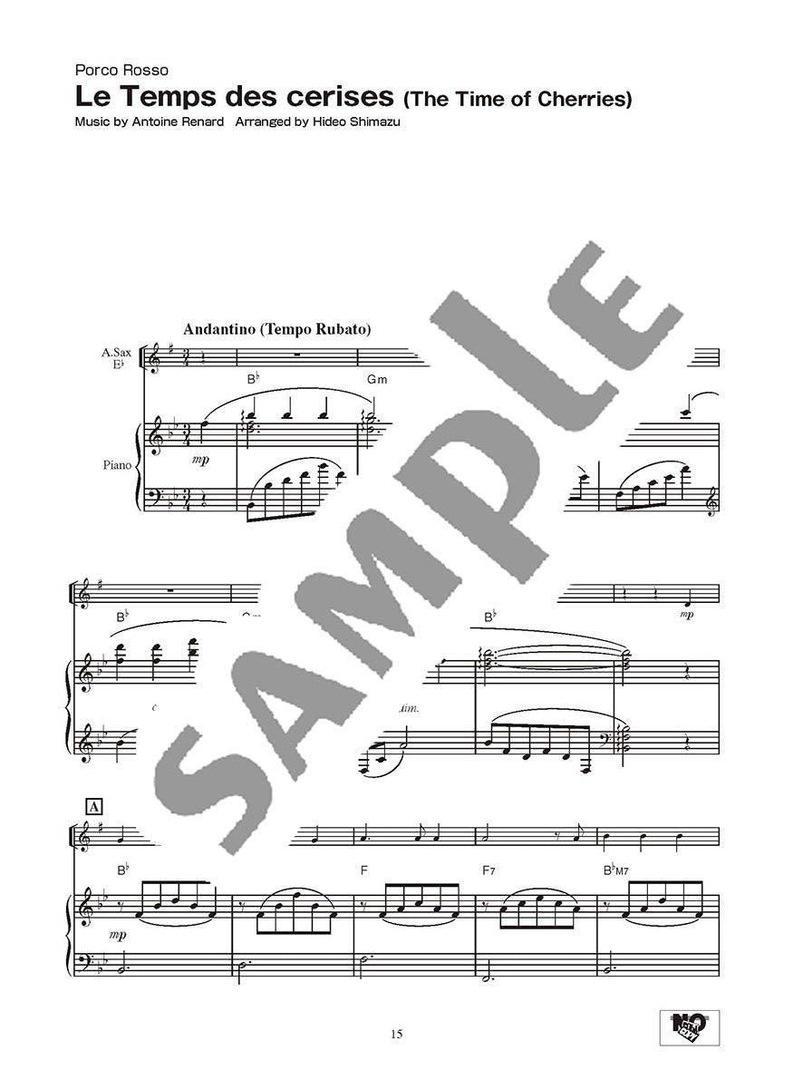 Studio Ghibli Songs for Alto Saxophone and Piano Vol.1 / English Edition - Sheet Music Book