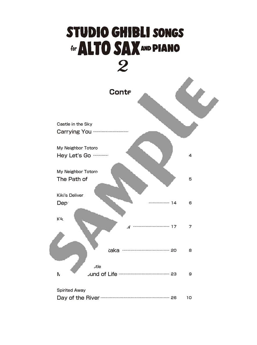 Studio Ghibli Songs for Alto Saxophone and Piano Vol.2 / English Edition - Sheet Music Book