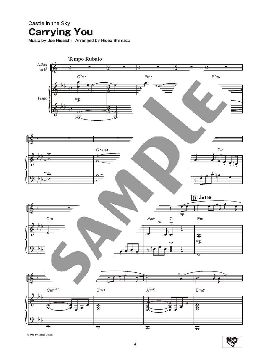 Studio Ghibli Songs for Alto Saxophone and Piano Vol.2 / English Edition - Sheet Music Book