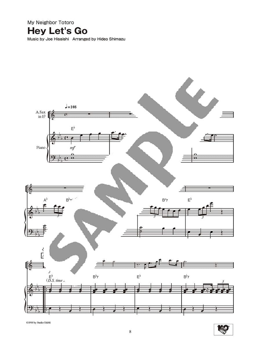 Studio Ghibli Songs for Alto Saxophone and Piano Vol.2 / English Edition - Sheet Music Book