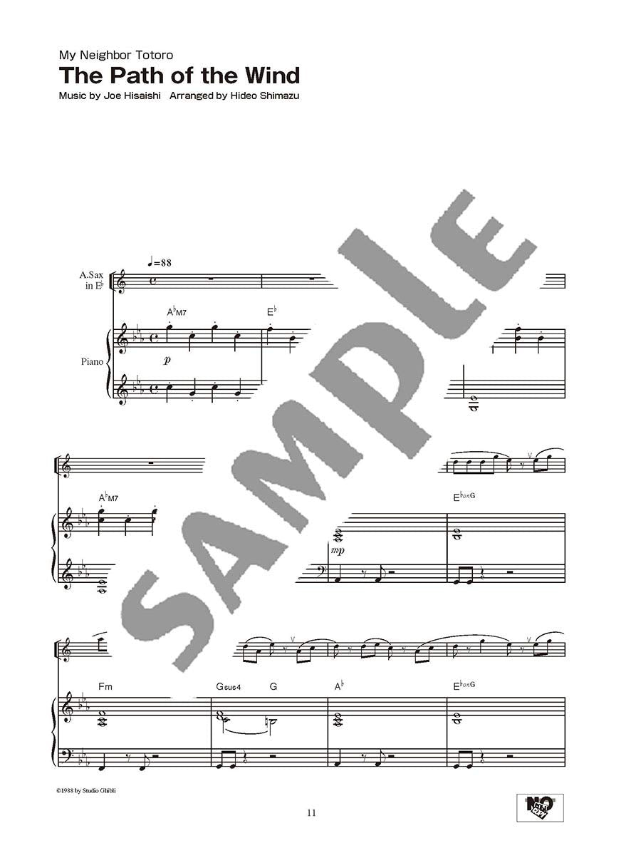 Studio Ghibli Songs for Alto Saxophone and Piano Vol.2 / English Edition - Sheet Music Book