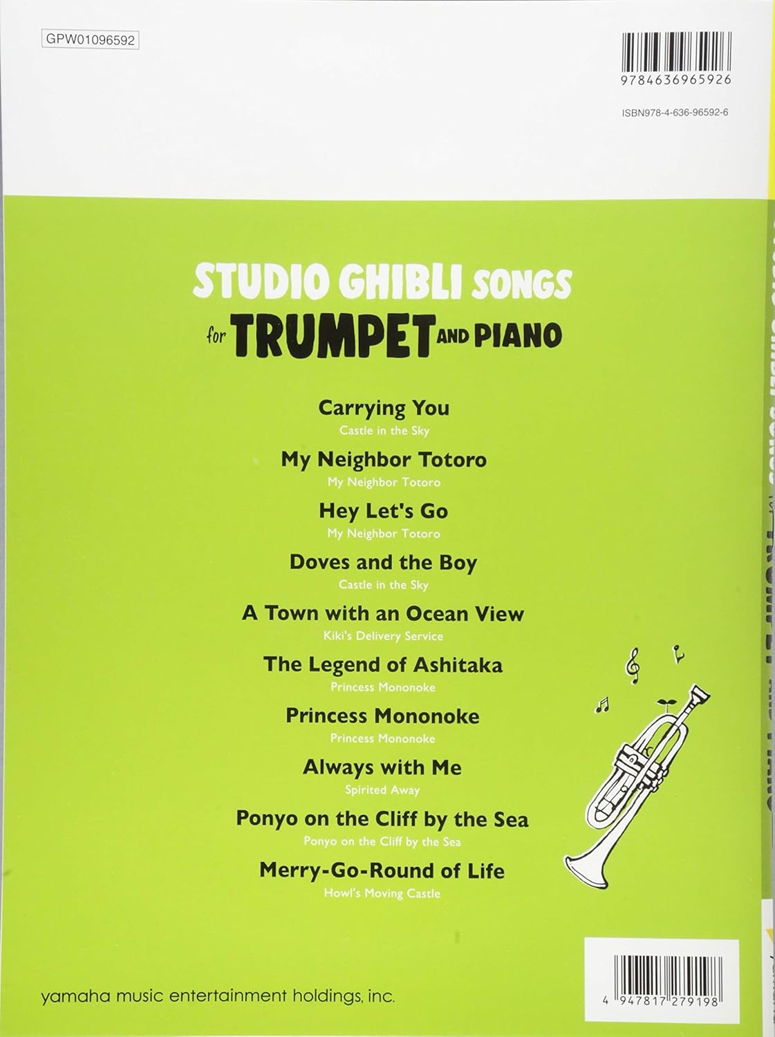Studio Ghibli Songs for Trumpet and Piano - Sheet Music Book /English Version
