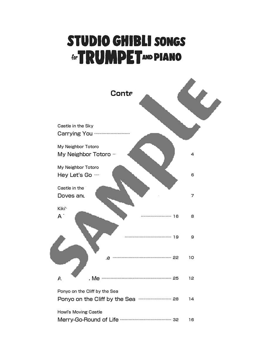 Studio Ghibli Songs for Trumpet and Piano - Sheet Music Book /English Version