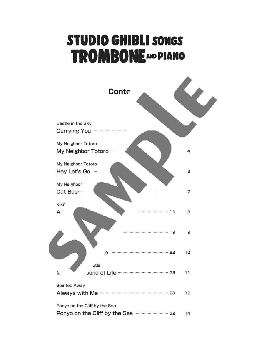 Studio Ghibli Songs for Trombone and Piano / English Edition - Sheet Music Book
