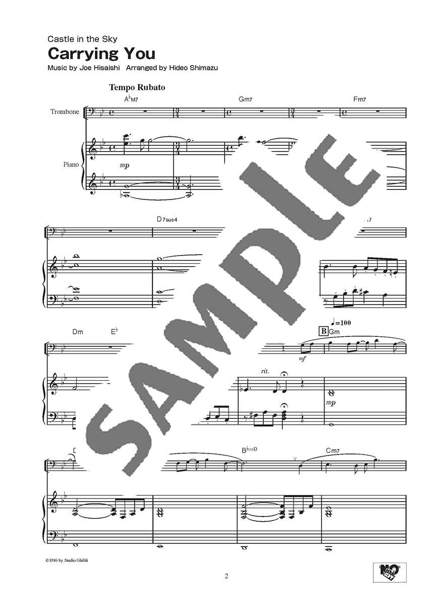 Studio Ghibli Songs for Trombone and Piano / English Edition - Sheet Music Book