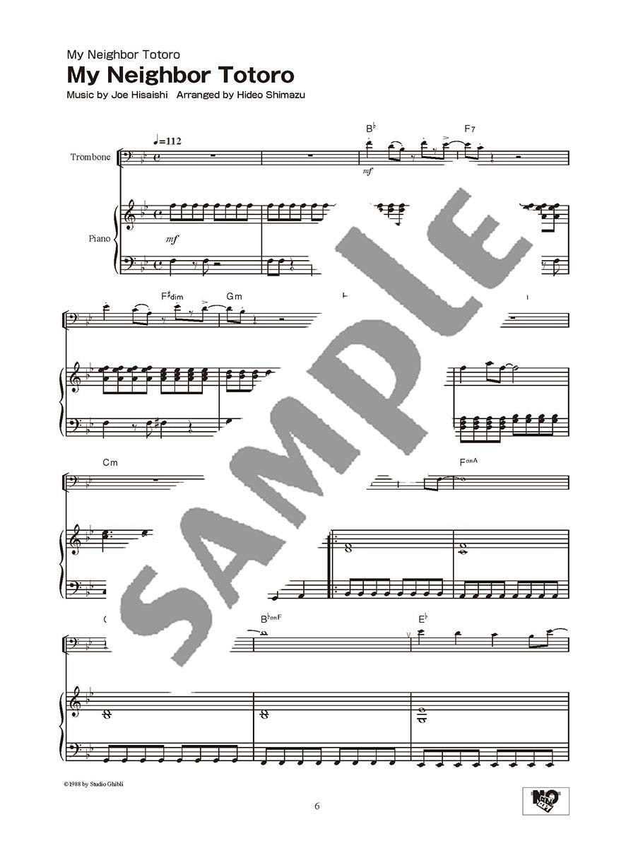 Studio Ghibli Songs for Trombone and Piano / English Edition - Sheet Music Book
