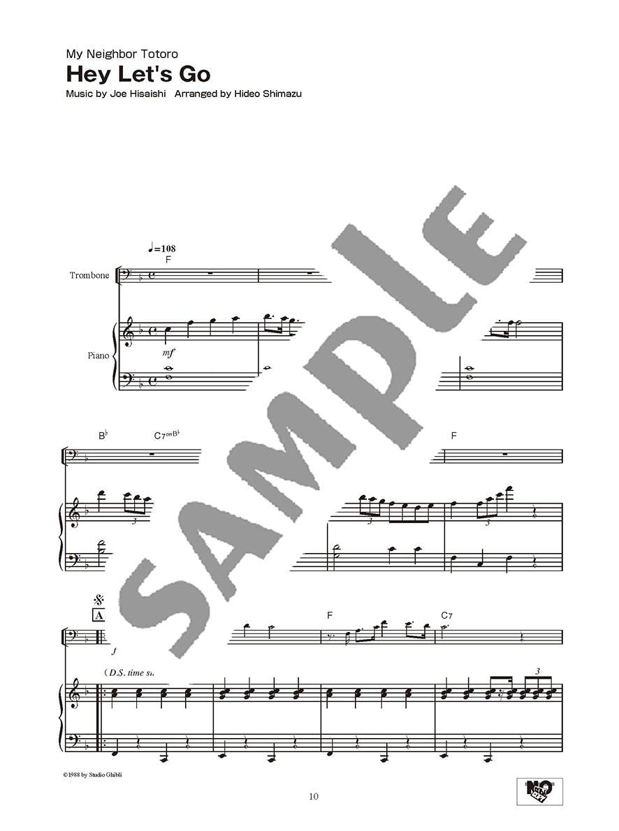 Studio Ghibli Songs for Trombone and Piano / English Edition - Sheet Music Book