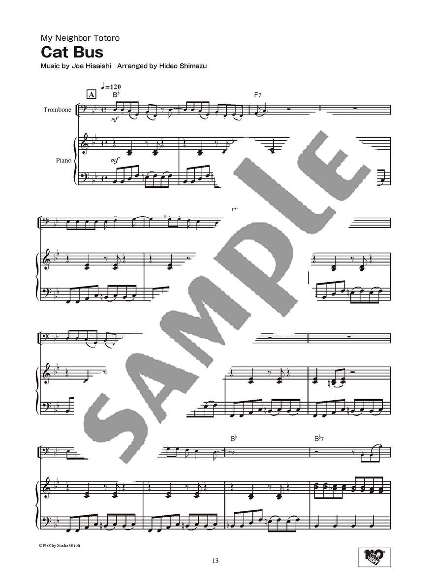 Studio Ghibli Songs for Trombone and Piano / English Edition - Sheet Music Book