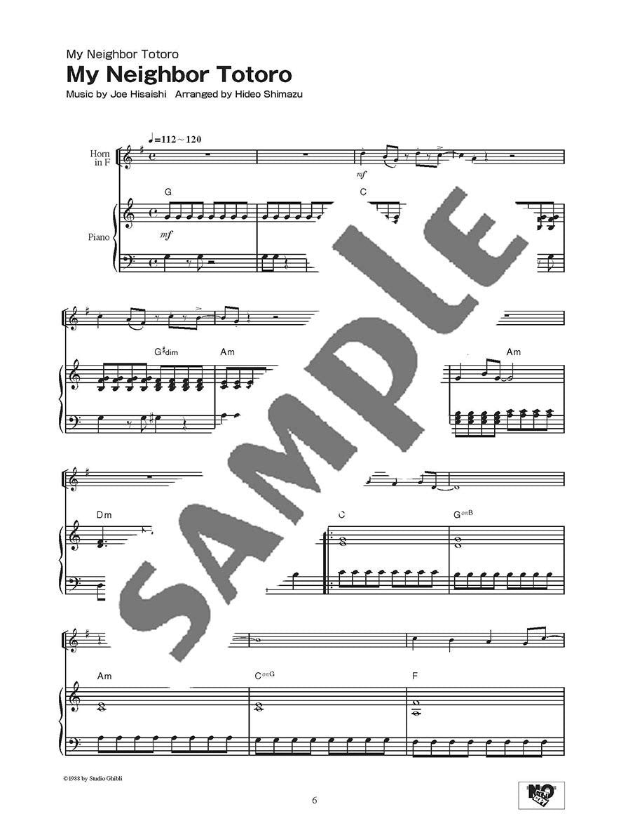 Studio Ghibli Songs for Horn and Piano / English Edition - Sheet Music Book