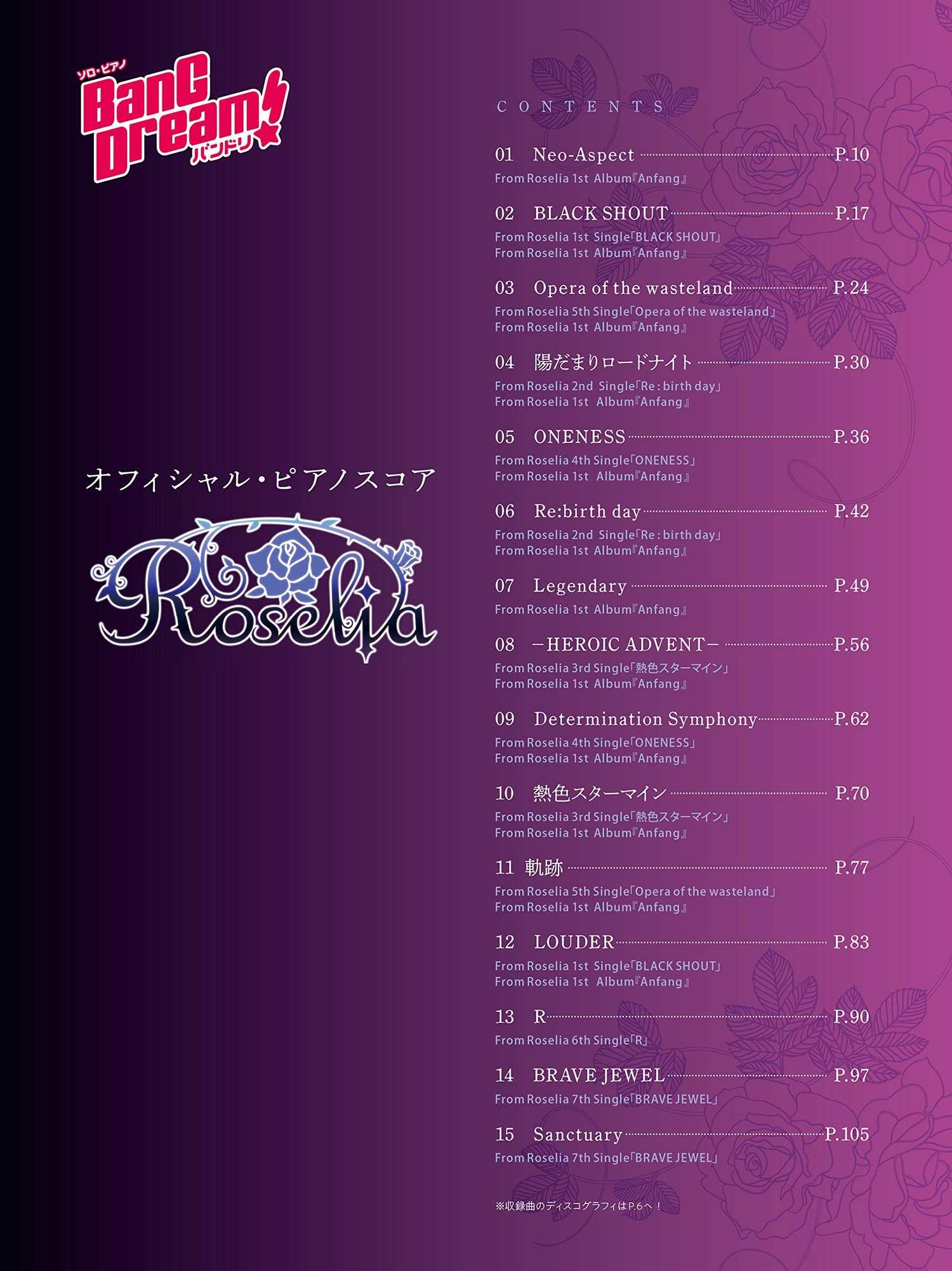 BanG Dream!(Anime) Official Piano Score Roselia for Piano Solo - Sheet Music Book
