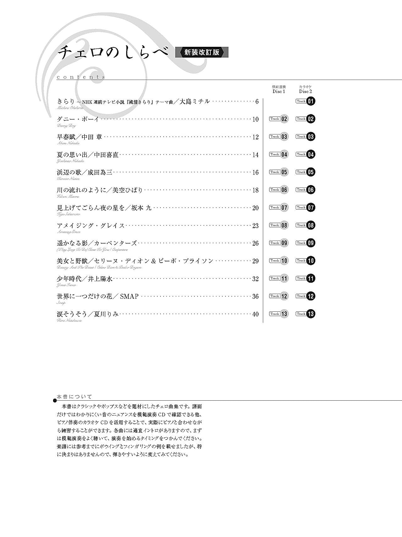 Standard Songs Cello and Piano accompaniment with CD - Sheet Music Book