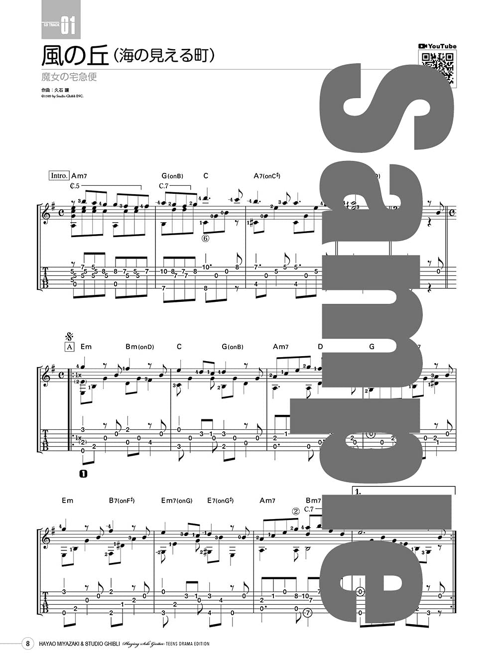 Hayao Miyazaki and Studio Ghibli Teens Drama Edition for Guitar Solo TAB with CD - Sheet Music Book