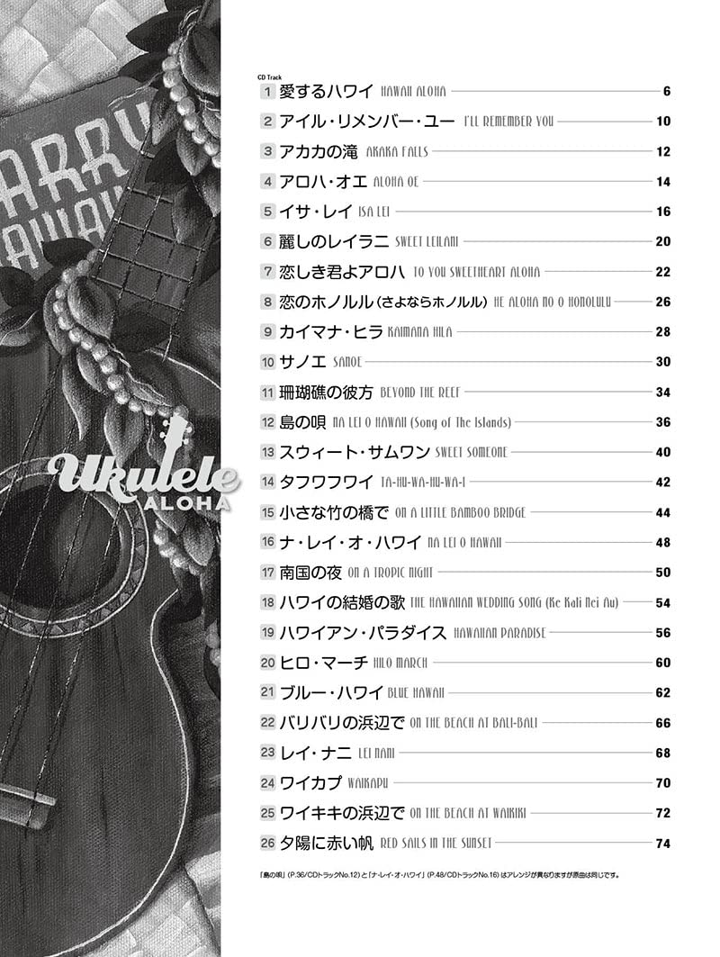 The collection of Hawaiian music Ukulele Solo with CD TAB - Sheet Music Book