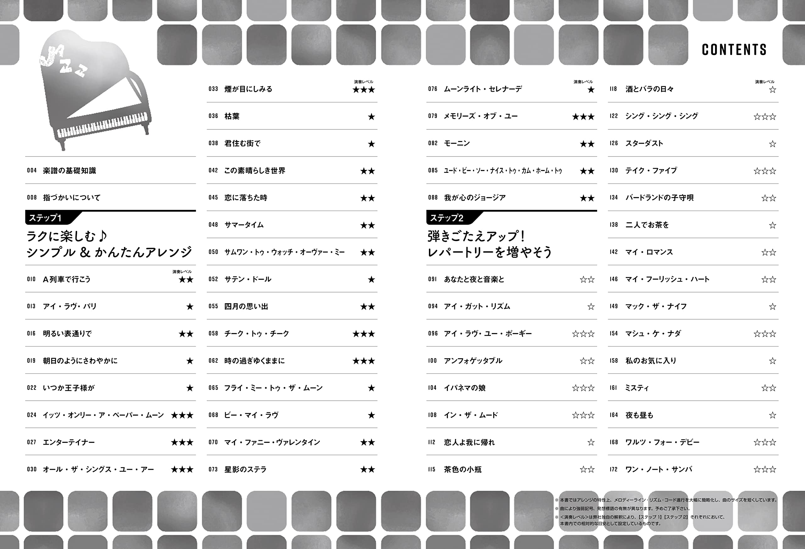 Jazz Standard Songs for Grown-ups Piano Solo - Sheet Music Book