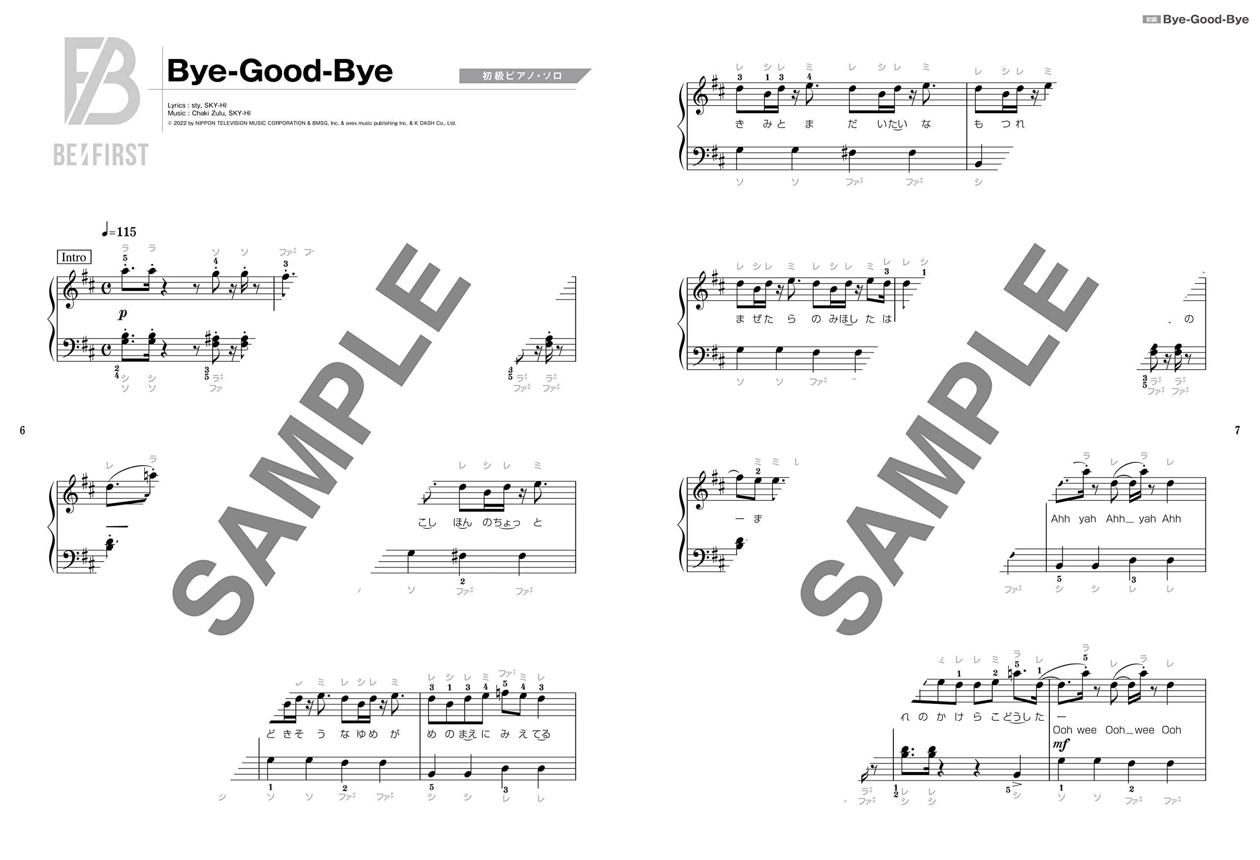 BE: FIRST "Bye-Good-Bye" Piano Solo - Sheet Music Book