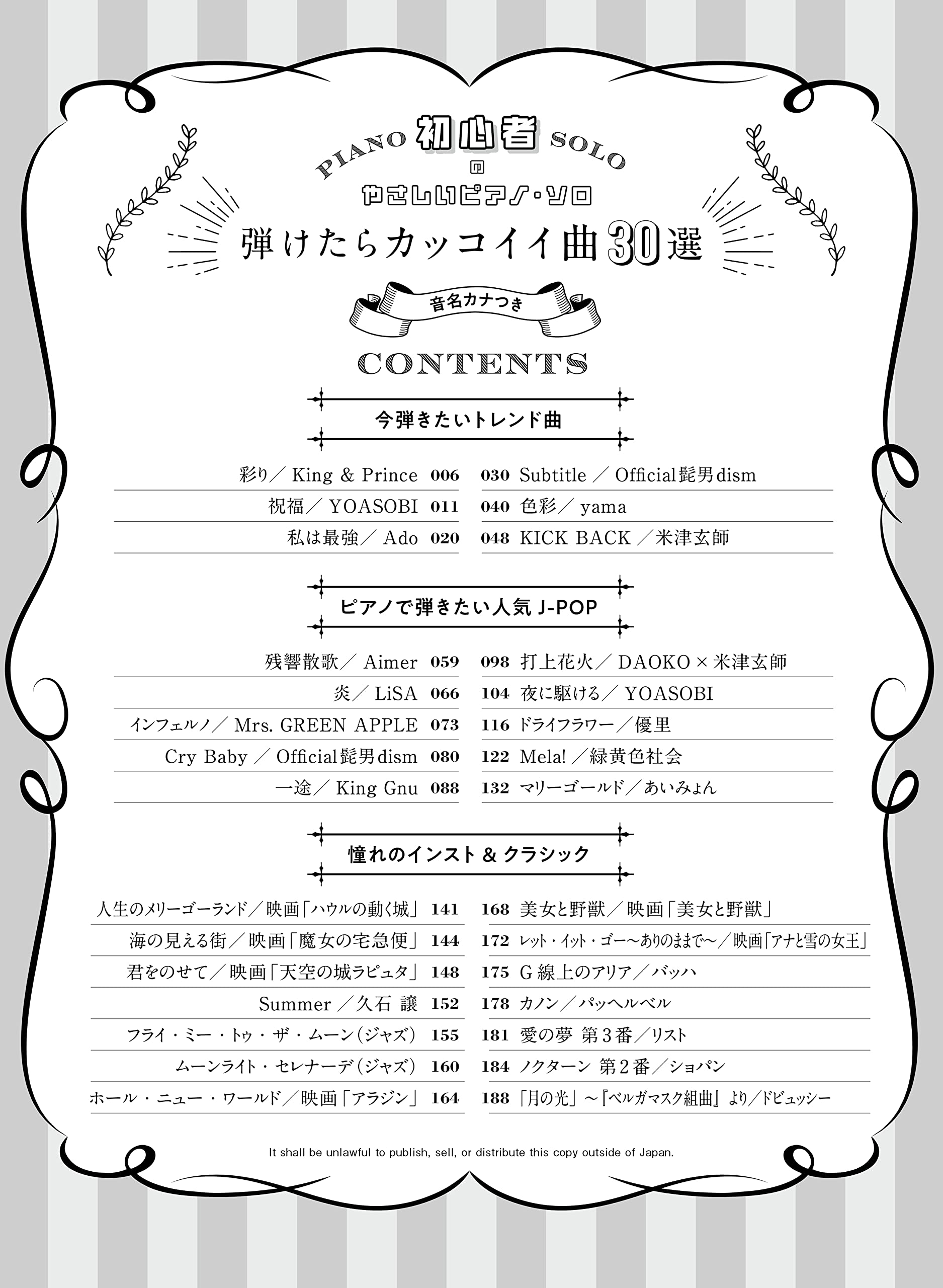 The collection of Cool Songs for Piano Solo - Sheet Music Book