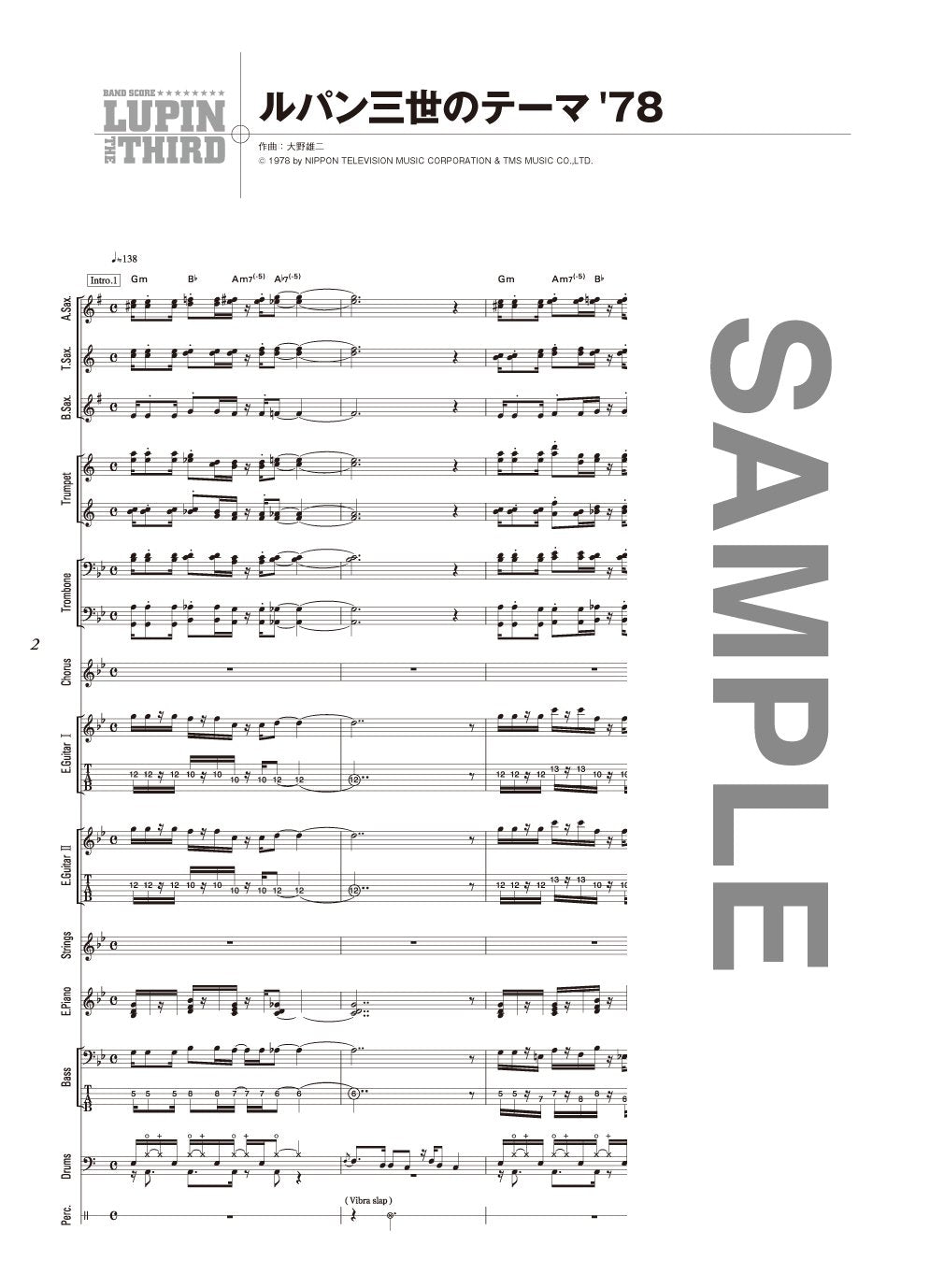 Anime: Lupin The Third By Yuji Ohno for Band Score Sheet Music Book